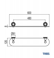 MEDIDAS REPISA CRISTAL TRANSPARENTE CLASIC TRES GRIFERIA